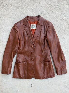 Vintage 70s H Bar C California Ranchwear Brown Leather Blazer Jacket Women’s M